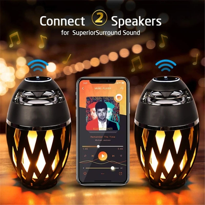 Tonbux 2 в 1 Светодиодные лампы пламени SD карта; bluetooth-колонка наружная портативная Светодиодная лампа пламени стерео динамик Спорт на открытом воздухе кемпинг