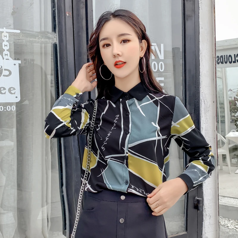 COIGARSAM корейский стиль рубашка с принтом женские топы новые весенние офисные
