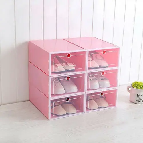 

12Pcs Foldable Plastic Transparent Shoe Box Storage Clear Stackable Organizer