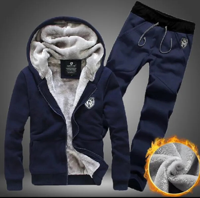 Мужской спортивный костюм с флисовой подкладкой теплый из двух предметов куртка