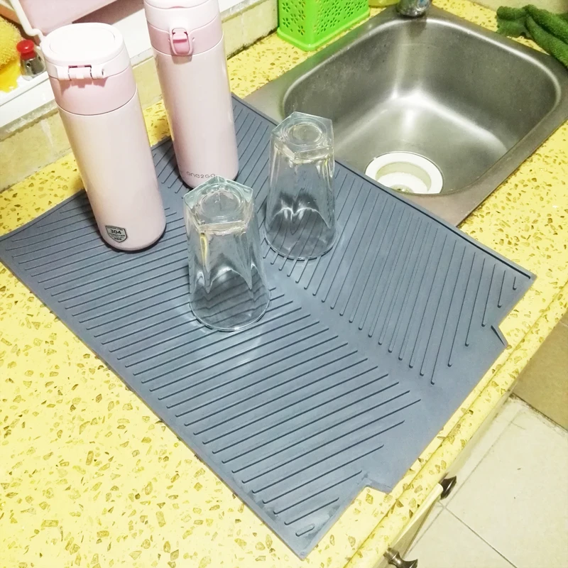 Силиконовый квадратный коврик для сушки посуды премиум-класса термостойкая