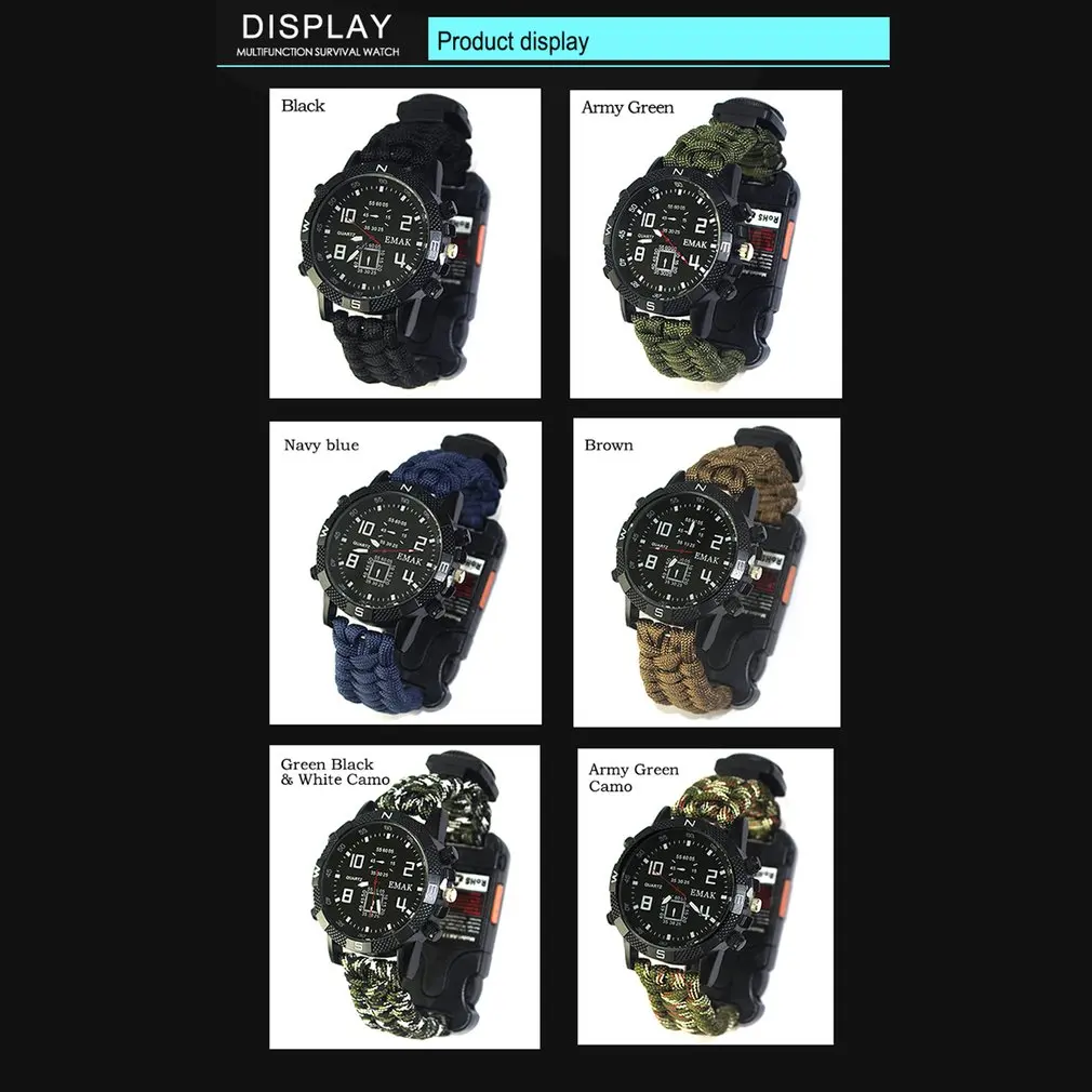 Спасательный круг свисток Компас водонепроницаемые часы LED цифровые наружные