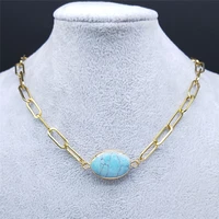 2022 collect stones stainless steel choker necklace for women for women chain necklaces jewelry bijoux acier n215s04