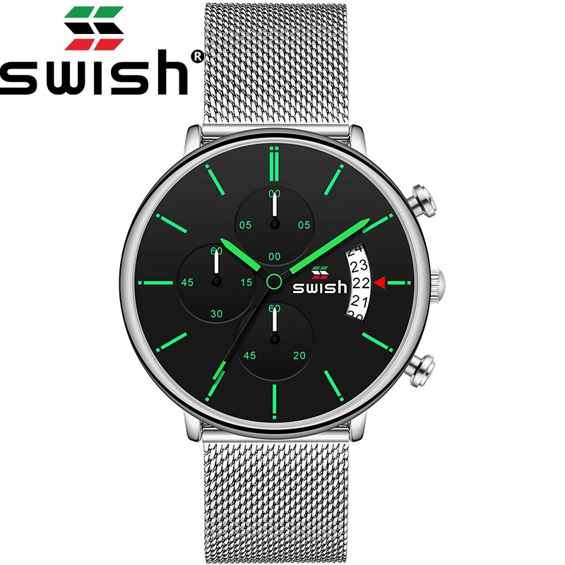 SWISH 2020 наручные часы люксовый бренд Мужские из нержавеющей стали мужские