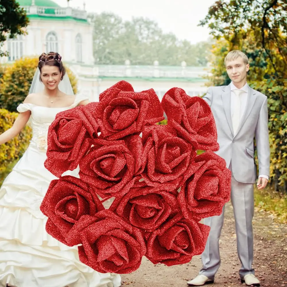 ПЭ 10 шт 6 см блестящая Пена Розы Искусственные цветы розы Красивые свадебные