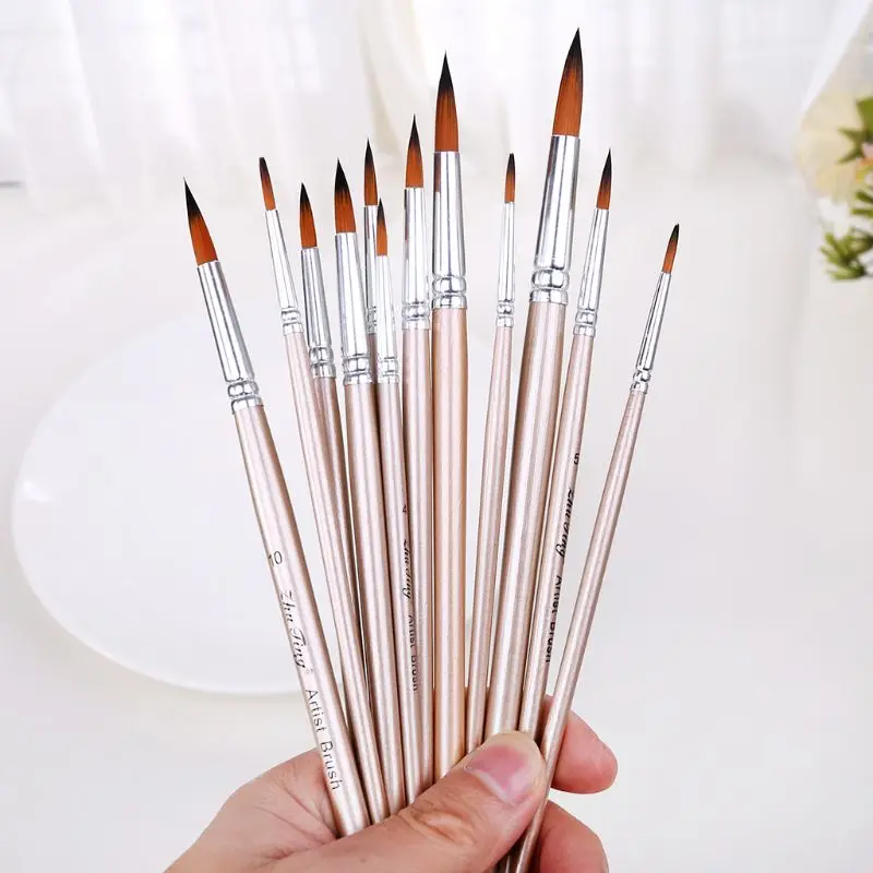 

12pcs Spike Paint Brushes Nylon Hair Watercolor Gouache Paintbrushes Art Tools