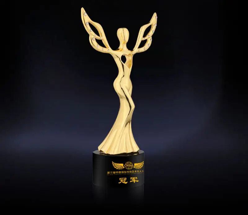 

Angel wings metal trophy Oscar like Xiaojinren high-grade crystal trophy,Free shipping!