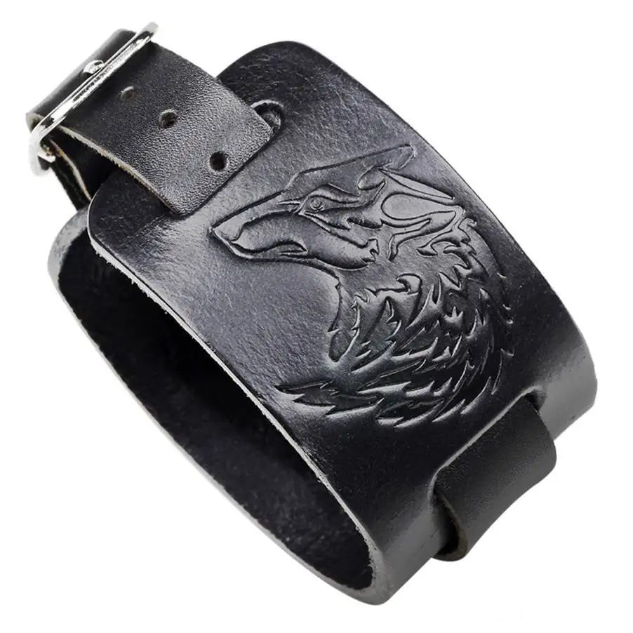 G Black 29cm Хит, унисекс, очаровательный, широкий, серфер, племенной, обёрточная бумага, кожаный браслет для мужчин и женщин, ювелирное изделие, панк, на запястье, ремешок, манжета, браслет - Окраска металла: G Black 29cm