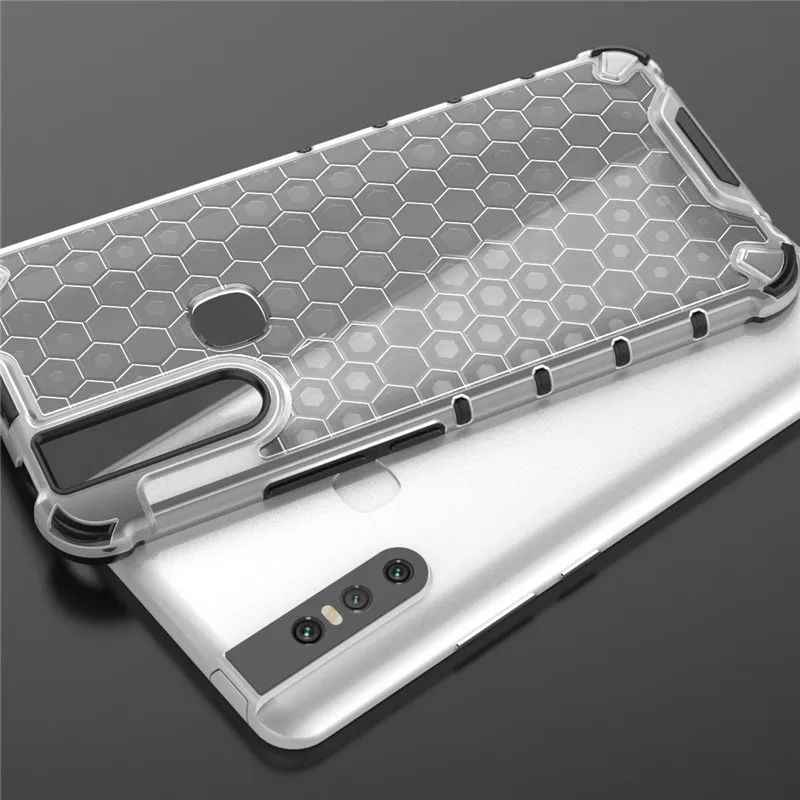 ДЛЯ Vivo S1 чехол Tranparent Honeycomb Чехол Прочный Гибридный бронированный бампер жесткий