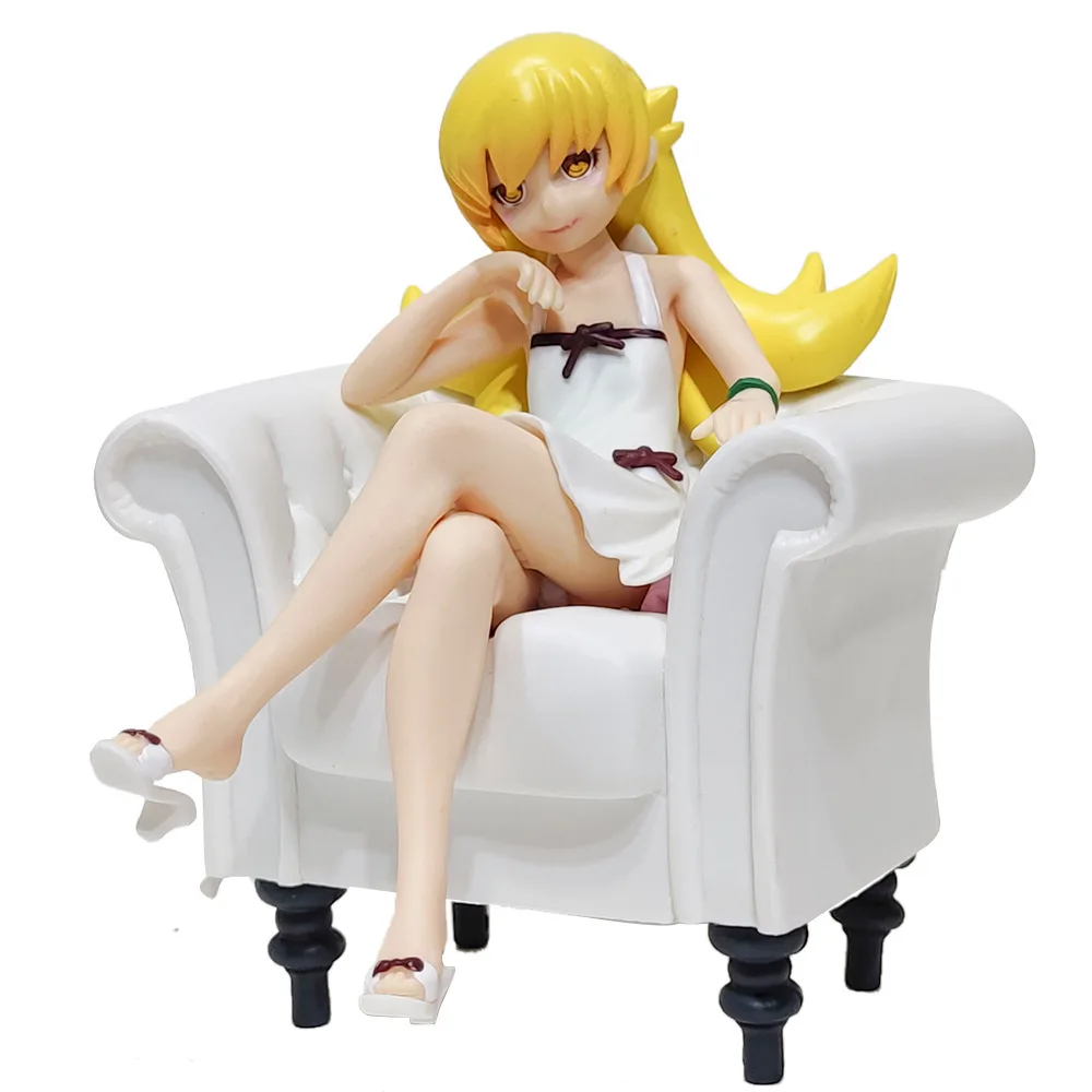 

Japan Action Anime Figure Nisemonogatari Oshino Shinobu Sofa Ver. Painted Figura Model 13cm Collectible Doll