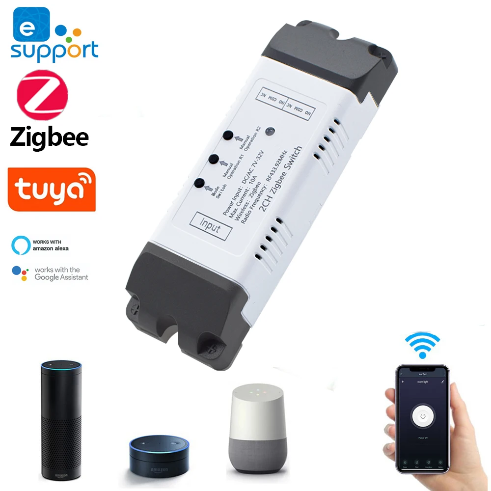 

1/2/4 кнопочный умный модуль выключателя света Tuya Zigbee с 2-сторонним управлением, автоматический выключатель для умного дома, работает с Alexa Google...