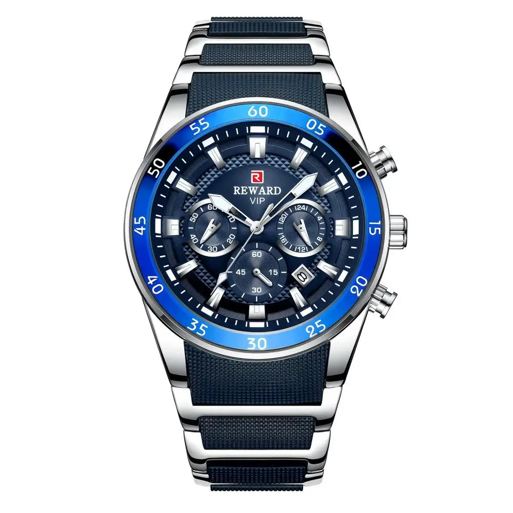 Мужские часы класса люкс силиконовый ремешок кварцевые наручные мужские синие