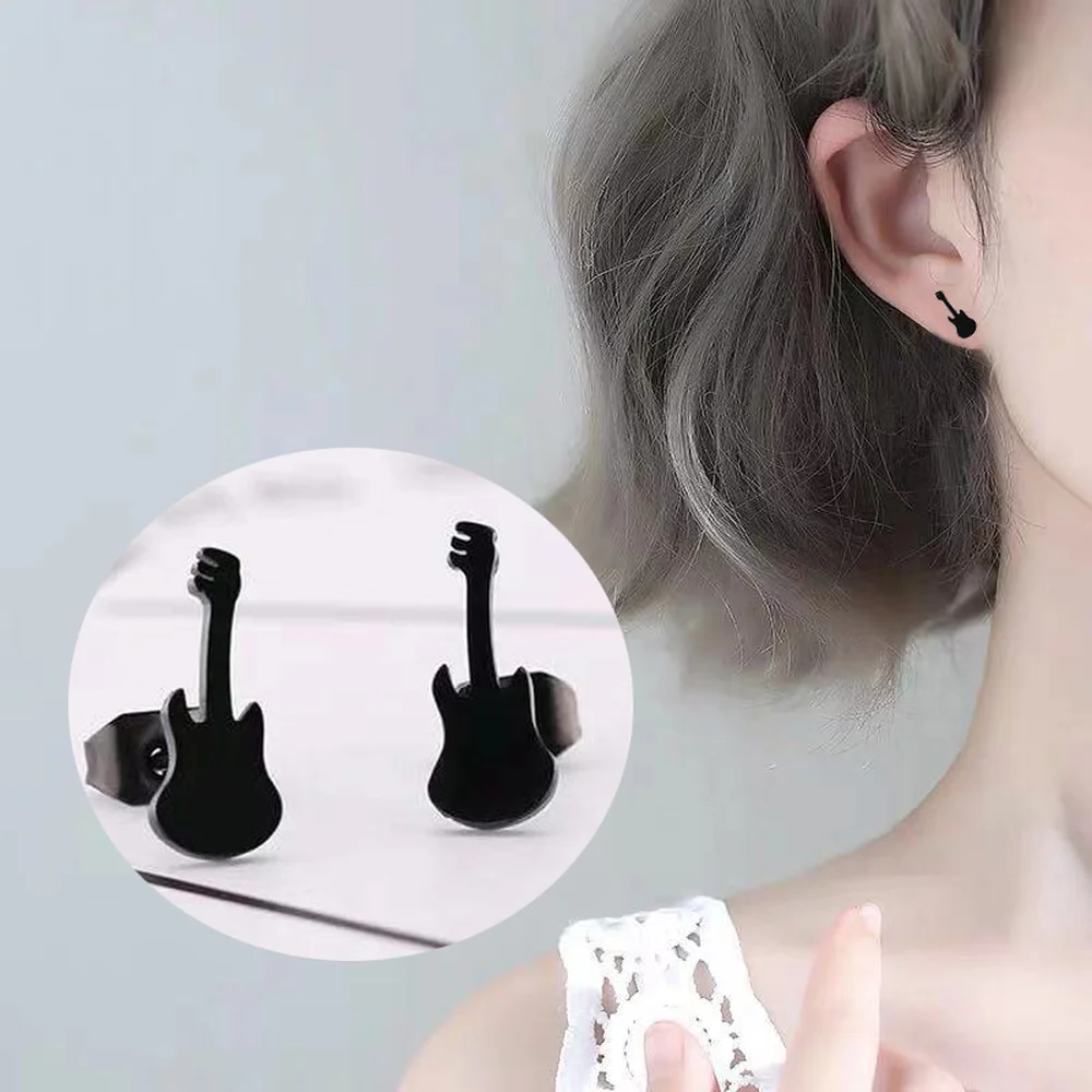 2019 Симпатичные серьги гвоздики в форме скрипки из нержавеющей стали для женщин