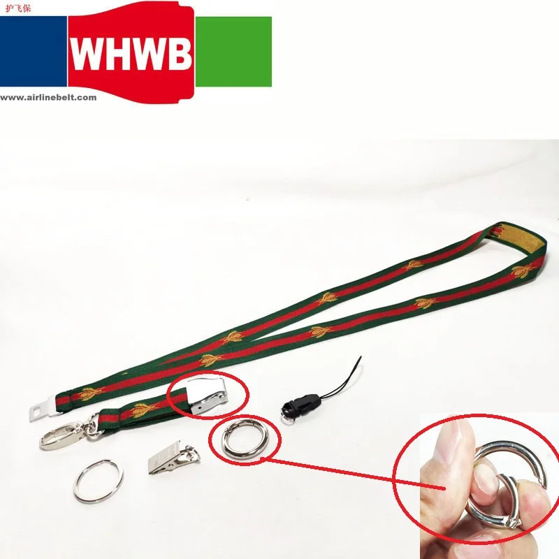 Airplane aircraft seat belt buckle Stripe neck lanyards bee lace decorative rope ribbon weaving jacquard keychain for phones | Мобильные