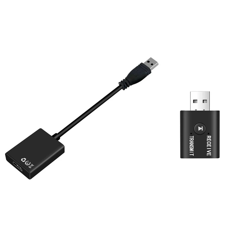 

USB 3,0 к HDMI 1080P конвертер с 2 в 1 Bluetooth 5,0 USB адаптер HDMI передатчик и приемник
