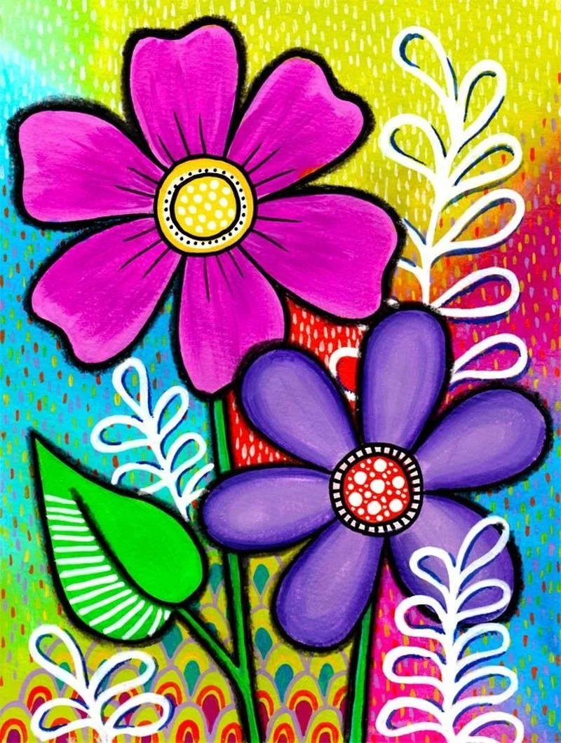 

5D DIY Full Round Poured Glue Diamond Painting Kits Scalloped Edge Colorful Flower Embroidery Mosaic Home Decoration Unique Gift