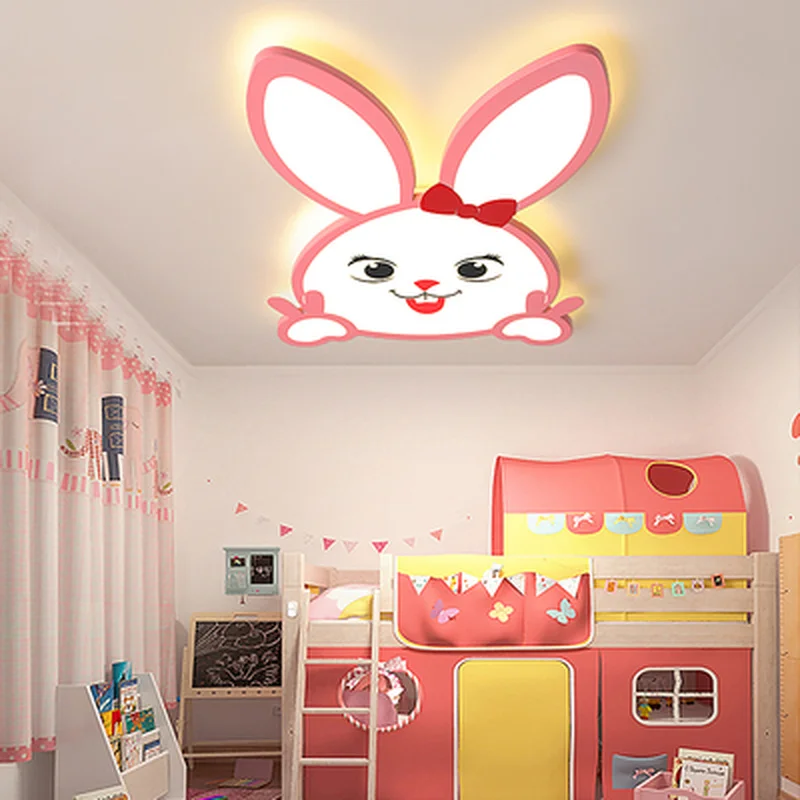 Children's lamp bedroom modern minimalist girl room chandelier creative cartoon rabbit led ceiling lighting | Освещение