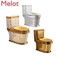european popular ceramic bathroom gold silver color one piece toilet bowl