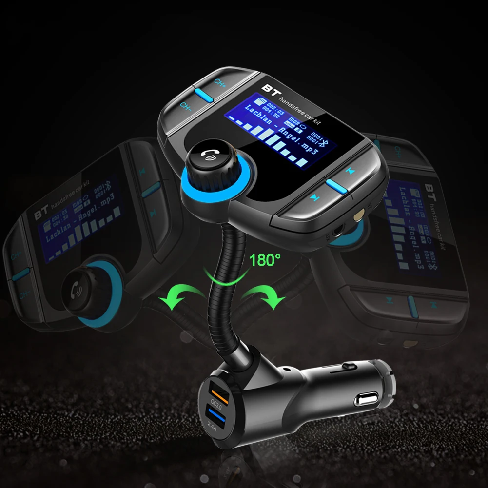 Автомобильный fm-передатчик с 1,7 дюймовым дисплеем обновленный BT70 Bluetooth передатчик Quick Charge3.0 беспроводной fm-модулятор