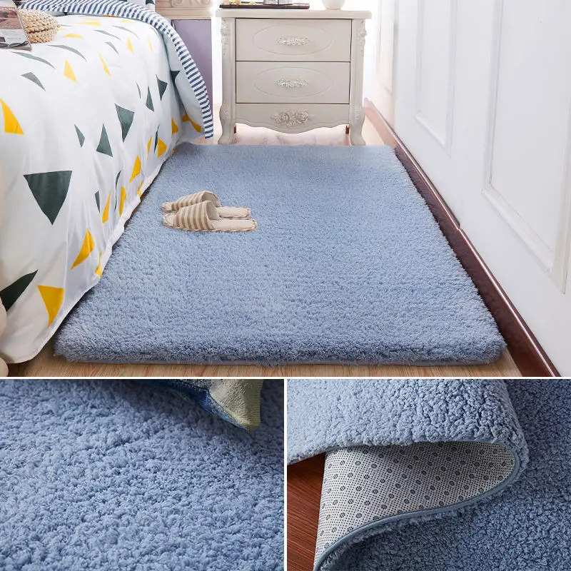 

Thicken Lamb Velvet Carpet White Solid Color Bay Window Rug Fluffy Carpet and Rugs for Living Room Plush Anti-slip Soft Rug