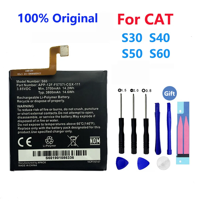 

100% New Original Replacement battery 3800mah For Caterpillar Cat S60 S30 S40 S50 APP-12F-F57571-CGX-111 batteries Bateria
