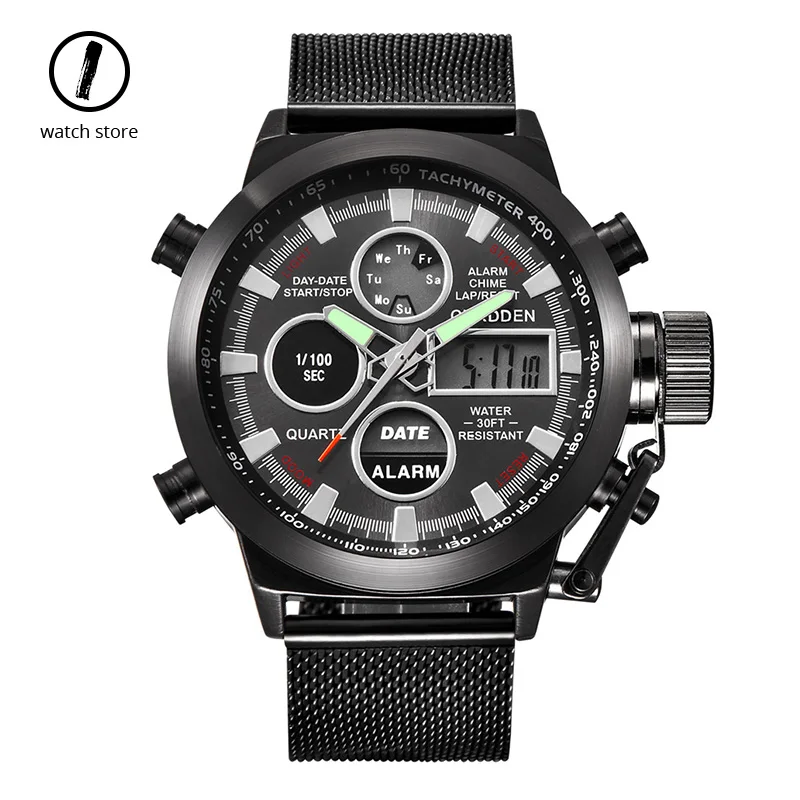 Часы с двойным дисплеем мужские многофункциональные светодиодные цифровые