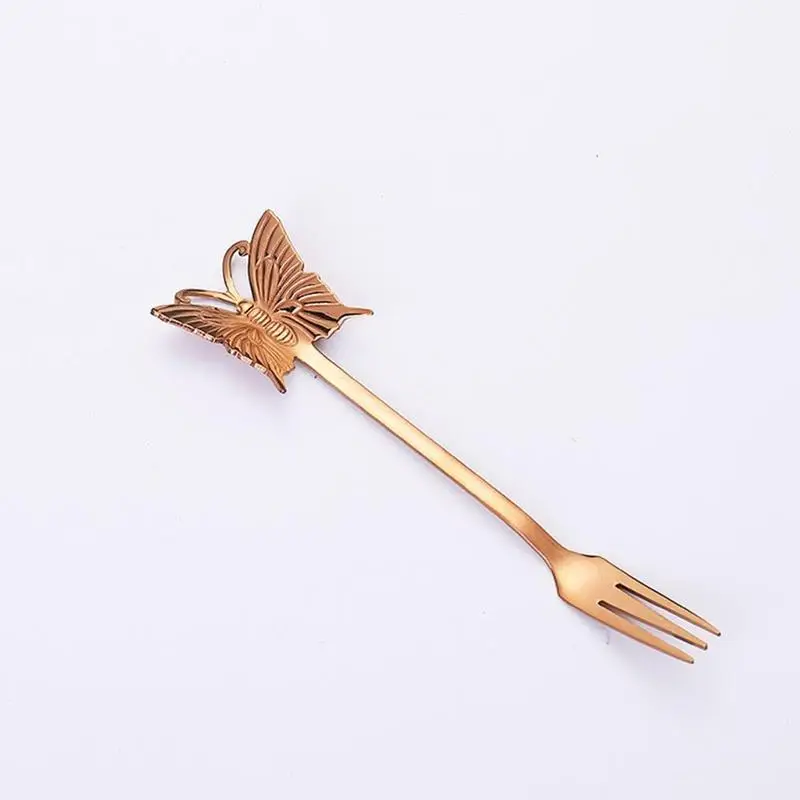 

Butterfly Shape Dessert Fruit Fork Tea Coffee Mixing Spoon Supplies Steel Tableware Kitchen Ice Scoop Cream Home Fork Stain K1D1