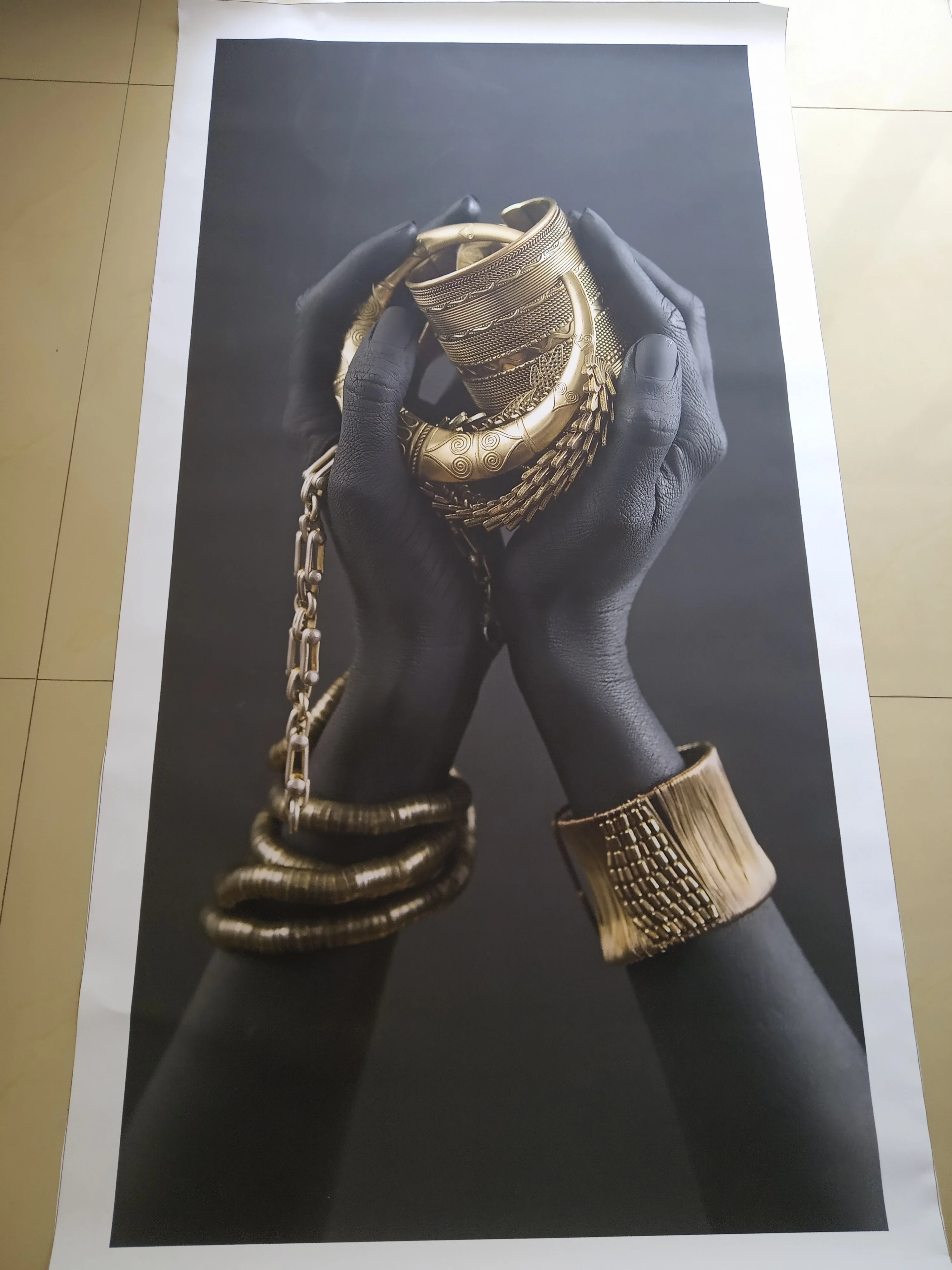 

African Art Black and Gold Woman Oil Painting on Canvas Cuadros Posters and Prints Scandinavian Wall Art Picture for Living Room