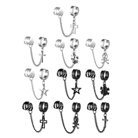 simple titanium steel cross skull pentagram pendant earrings malefemale earrings buckle tassel chain gothic punk earrings