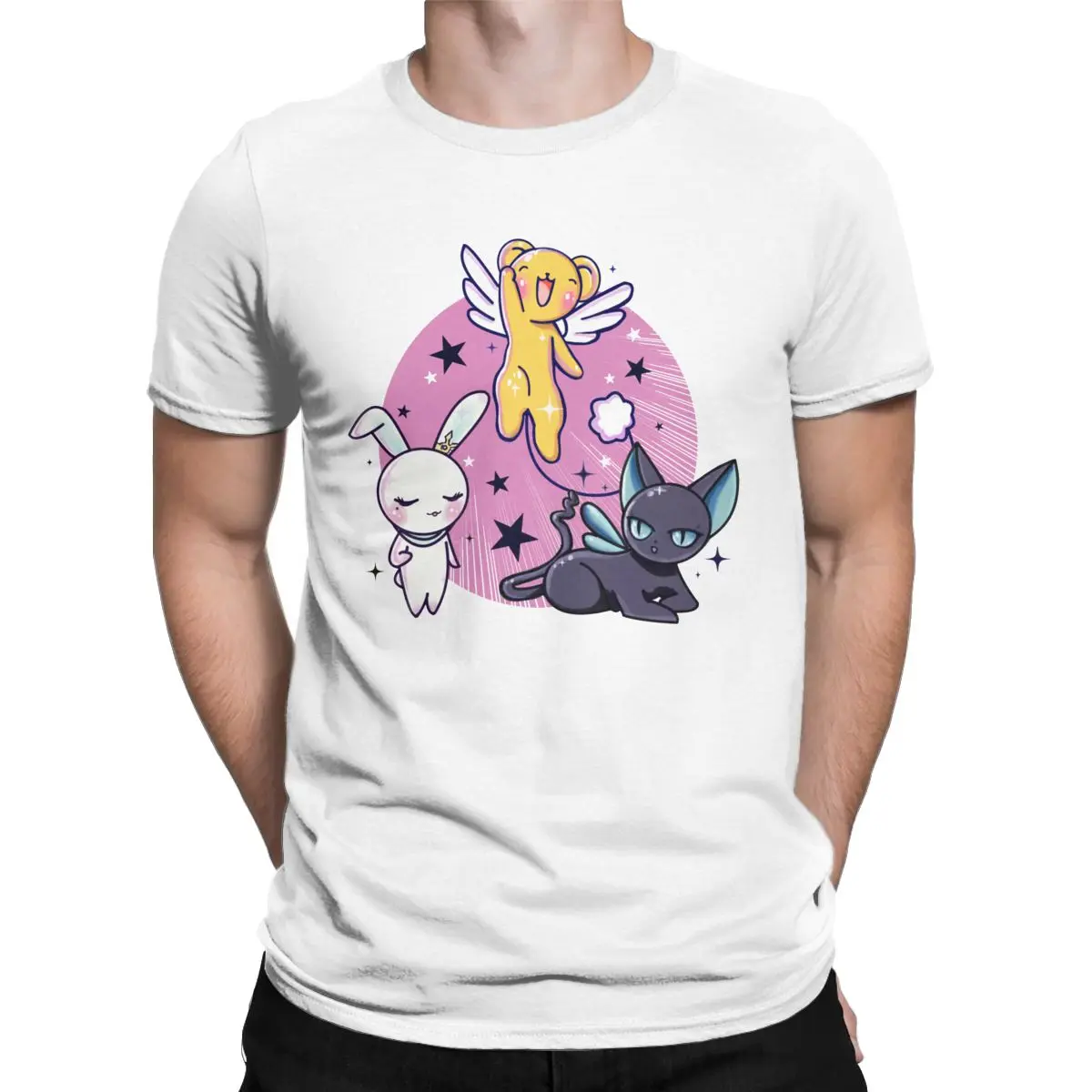 

Cardcaptor Sakura Kero And The Gang T Shirts Men Women Pure Cotton Funny T-Shirt Anime Tees Short Sleeve Tops Plus Size