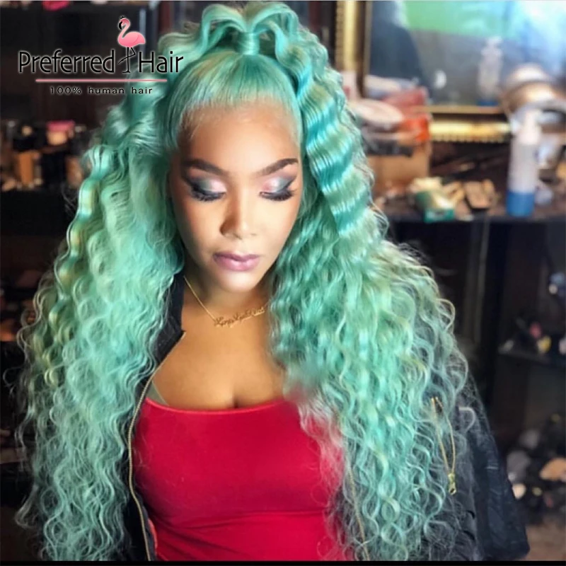 Предпочтительный высокая плотность глубокая волна парик предварительно 13x6