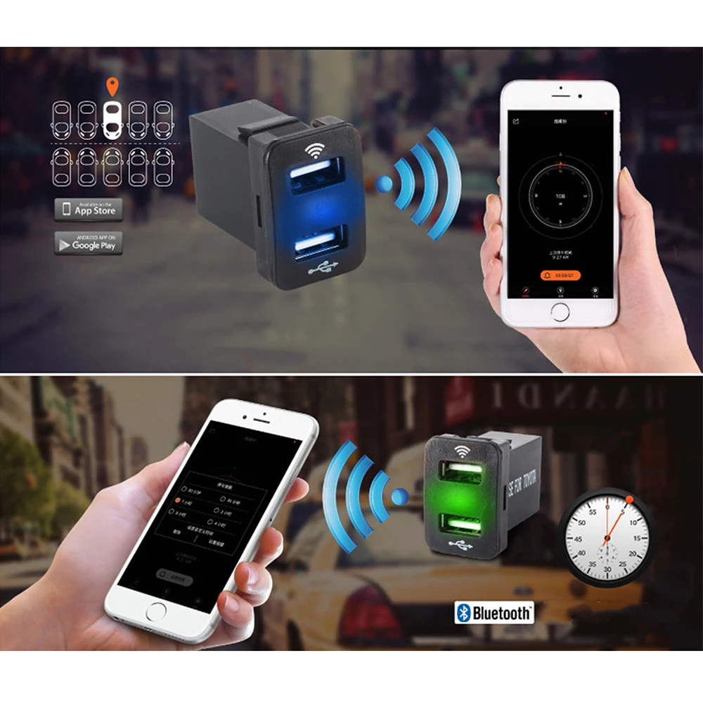 12 В 24 адаптер питания для прикуривателя с Bluetooth автомобильный двойной USB разъем