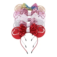 2021 popular mouse ears headband sequins hair bows charactor for women festival hairband girls hair accessories party