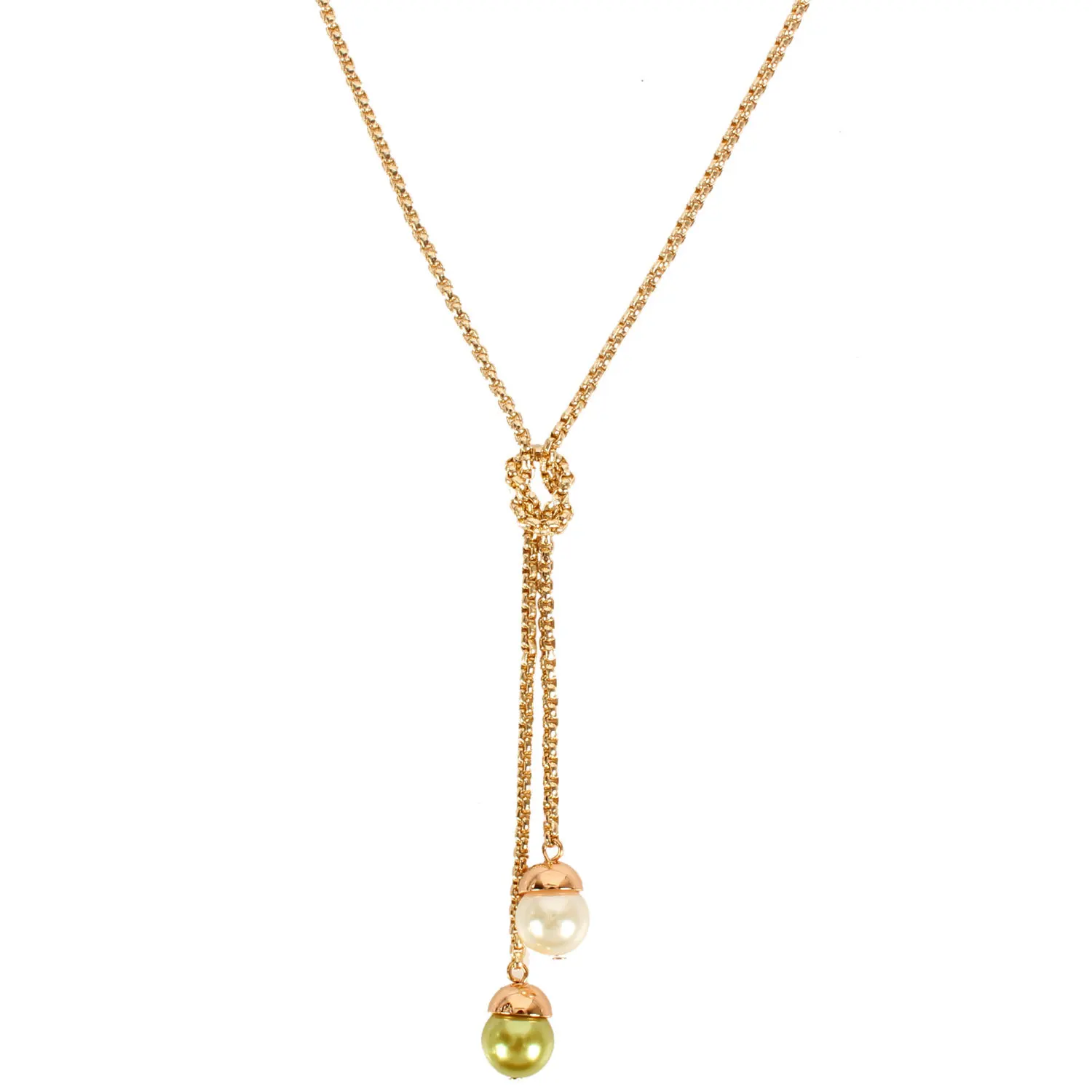 

Jewelry simple style chain versatile sweet trend imitation pearl double pendant Knot Necklace woman letter jewelry set