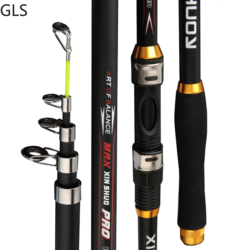

GLS Spinning Fishing Rod 2.1M 2.4M 2.7M 3.0M 3.6M FRP Carbon Fiber Telescopic Fishing Rod Travel Pole