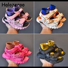 Новинка 2021, летние детские пляжные сандалии, детская черная Брендовая обувь, повседневные сандалии для маленьких девочек, мягкая модная обувь для мальчиков, спортивные сандалии