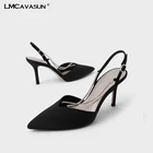 LMCAVASUN 2021 весенние Стразы атласные сандалии на шпильках с острым носком