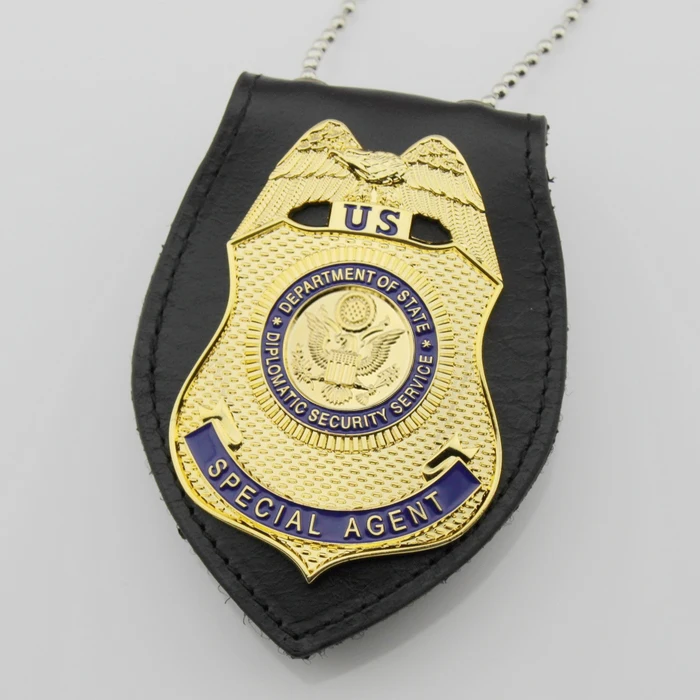Holder and Chain Классический U. S. Государственный департамент дипломатическая служба безопасности специального агента, Реплика реквизит для фильма на булавке значок - Цвет: Holder and Chain