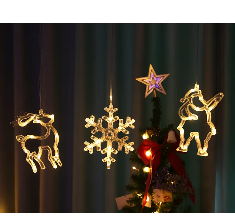

LED Holiday Lights Santa Claus Tree Bell Snowflake Elk Decoration Light Girl Birthday Gift Room Holiday Light String Chandelier