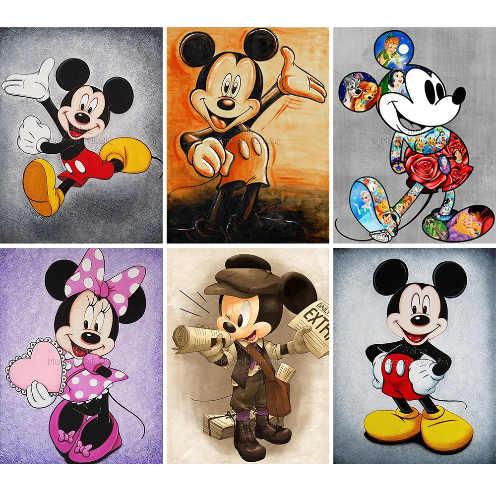 

Алмазная живопись Disney 5D «сделай сам», мозаика с мультяшными животными Микки и Минни, детская полноразмерная круглая Алмазная вышивка, домаш...