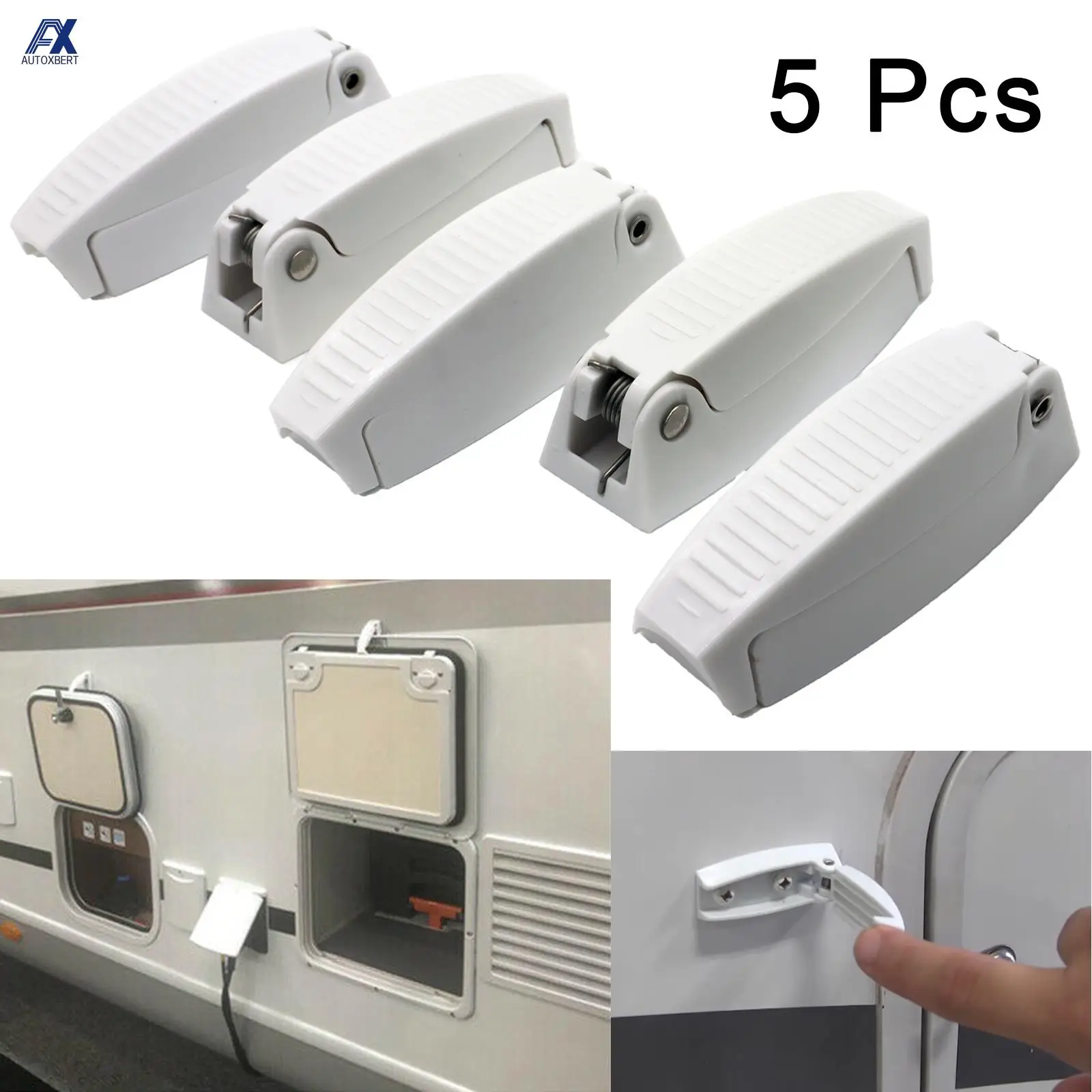 

5pcs White Door Catch Holder Latch for RV Motorhome Camper Trailer Travel Baggage Car Accessories ABS Door Rounded Hook Clips
