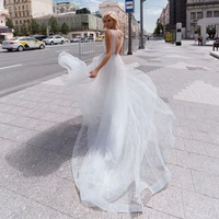 princess sequins wedding dress 2021 sexy v neck beads shiny glitter boho bridal gowns tulle beach vestidos noiva