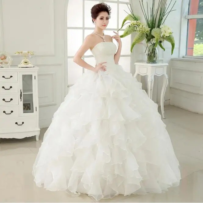 

Vestido de noiva simple beading weddding dresses floor length bridal gown elegant Bridal dress strapless Wedding dresses robe de