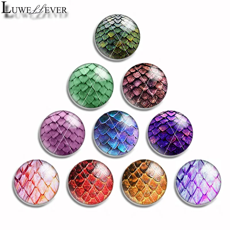 

10mm 12mm 16mm 20mm 25mm 462 10pcs/lot Dragon Egg Mix Round Glass Cabochon Jewelry Finding 18mm Snap Button Charm Bracelet