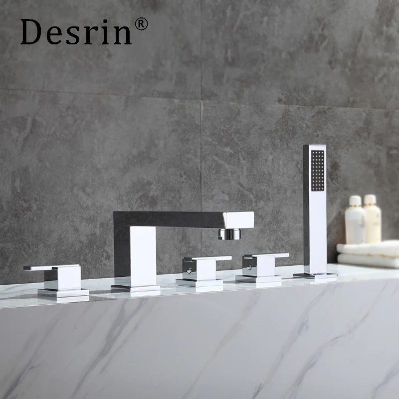 Desrin латунь Сплит ванна кран со стеклянным краем сидя Тип 5 отверстие горячей и