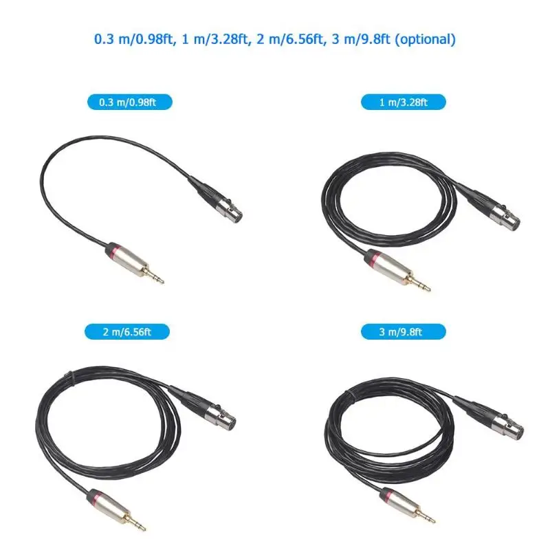 Аудио кабель медный корпус никелированный мягкий клей Mini XLR 3pin Female to 3 5 мм разъём