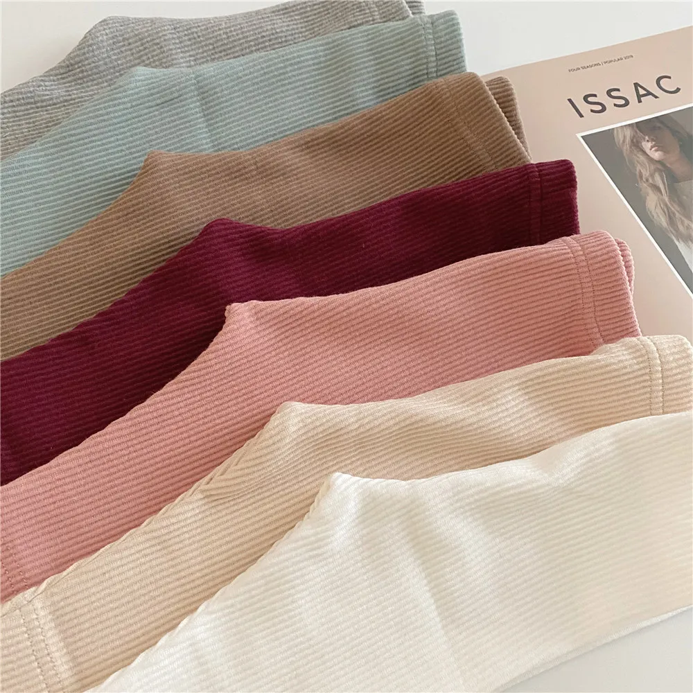 Mallas acanaladas de algod&oacute;n para beb&eacute;s y ni&ntilde;os, pantalones a rayas, informales, oto&ntilde;o-4