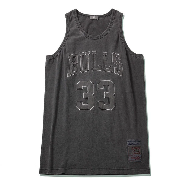 

American Vintage Letter Embroidery Dark Gray Tank Tops For Teens Fashion Sports Casual Sleeveless T Shirts Summer Street Style