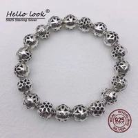 hellolook hollow sakura bead bracelet for men 100 925 sterling silver bead charms bracelet hip hop fine jewelry