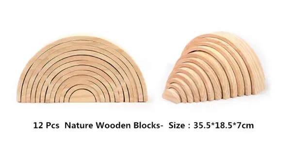 12 Pcs Nature Blocks 12 шт. деревянные радужные складывающиеся Кубики-головоломки укладчик обучающая игра геометрические строительные блоки игрушки Монтессори - Цвет: 12 Pcs Nature Blocks